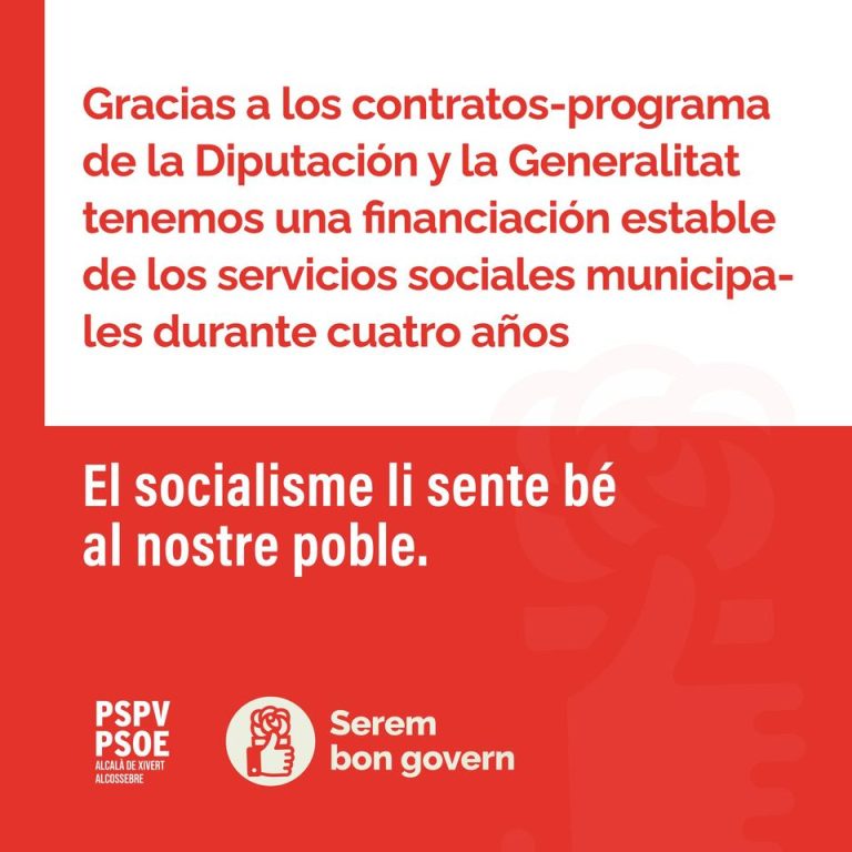 Gracias a la Diputación y GVA podremos contar con un equipo completo de asistencia social los próximos 4 años.